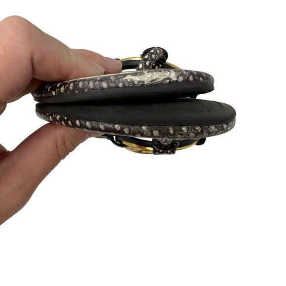 TORY BURCH Black Reptile Snake Gold Metallic Metal Miller Sandal Size 7 - Picture 7 of 10